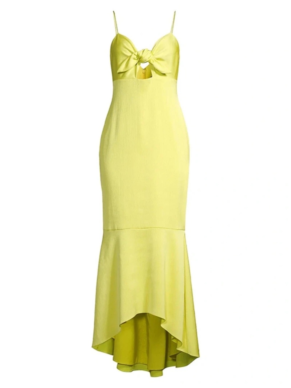 Aidan Mattox Chartreuse Tie-Front Slip Dress - Picture 2 of 6